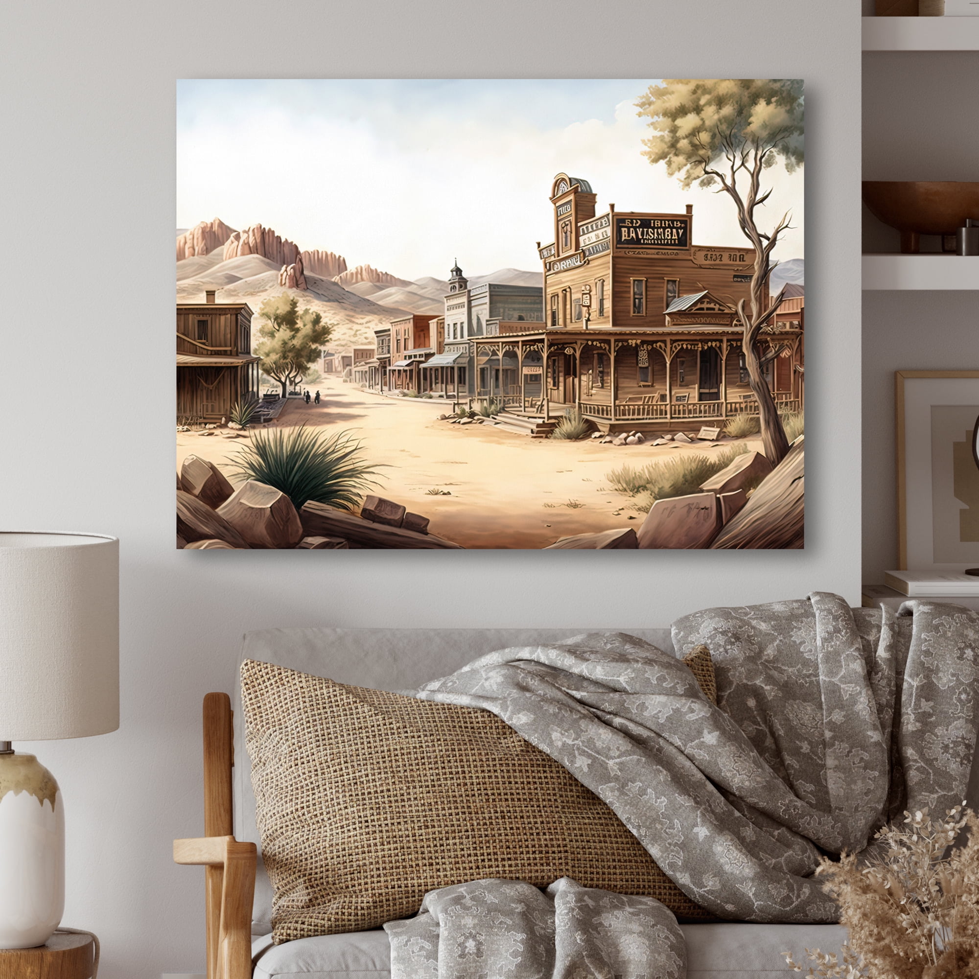 Designart Wild West Town III Canvas Wall Art