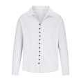 thumbnail image 4 of RXIRUCGD Chemise Blouse pour Homme Mode Décontractée Unie à Boutons Col Rond Manches Longues Col Rabattu, Blanc, Taille : TG, 4 of 6
