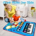 thumbnail image 7 of 2 in 1 Musical Mat Toys Piano Keyboard & Drum Set with 2 Drum Sticks Baby Music Toy 12-18 Months Christmas Birthday Gifts, 7 of 7
