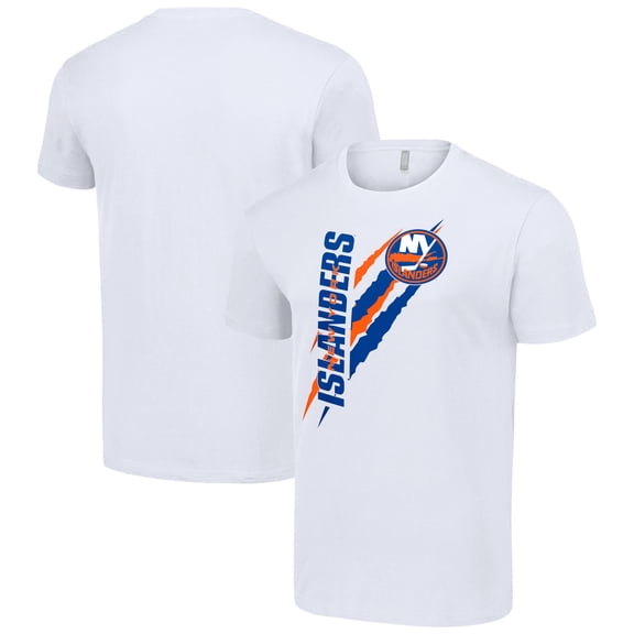 Men's Starter  White New York Islanders Color Scratch T-Shirt