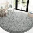 thumbnail image 3 of Junovo Round Fluffy Area Rugs For Kids Girls Princess Castle Plush Shaggy Carpet Cute Circle Nursery Rug For Kids Room Bedroom Living Room,4'x4',Gray, 3 of 7