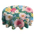 thumbnail image 4 of Pioneer Flower Floral Print Pattern Round Tablecloth 60"x60",Wrinkle Wipeable Table Cloth for Kitchen Dining Room Picnic Patio Party, 4 of 6