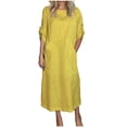 thumbnail image 2 of Gspmoly Robes d'Été, Mode Femmes Été Décontracté Uni Col en V Manches Courtes Longue Robe Robes de Mariage pour Femmes Liquidation, 2 of 5