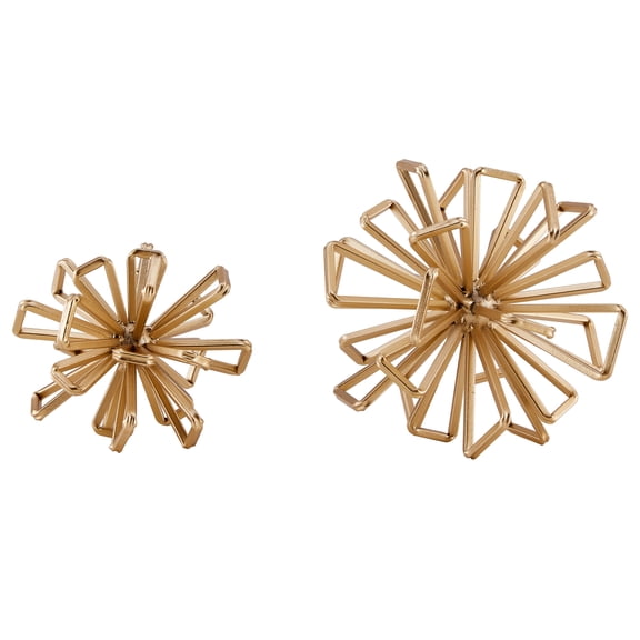 Danya B. Geometric Abstract Gold Starburst Sculpture - Set of 2