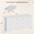 thumbnail image 4 of Vineego 47'' Wide Double Dresser, Rustic Modern Chest of 6 Drawers for Bedroom or Nursery Storage, White, 4 of 7