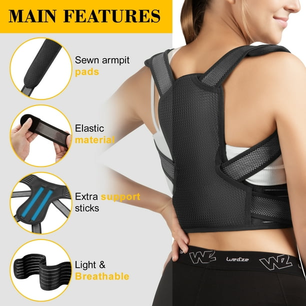  Posture Corrector - Fully Adjustable Breathable Clavicle Chest Back  Support Brace for Improves Posture & Provide Lumbar Support Back Pain  Relief - Perfect for Men & Women - X Small 