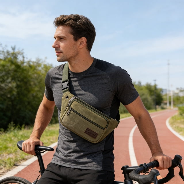 Sac Banane de Sport Extérieur Multifonction, Nylon Imperméable, Sangle Ajustable, Léger, Ajusté, 26 x 13 cm, pour Course Randonnée Vélo Camping Voyage