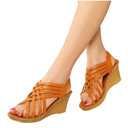 

Midsumdr Wedge Sandals For Women High Heel Platform Sandals Matsuke Heel Thick Sole Slope Heel Summer Shoes for Women Breathable Casual Beach Sandals Women Sandals