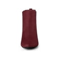 thumbnail image 2 of Unique Bargains Women's Pointed Toe Chunky Heel Chelsea Ankle Boots Burgundy 7, 2 of 8