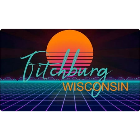 

Fitchburg Wisconsin 4 X 2.25-Inch Fridge Magnet Retro Neon Design