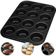 Muffin Pan et Mini Cupcake Pan en Acier au Carbone, Moule à Muffins 12 Tailles de Tasses en Étain Mini - Anti-Adhésives et Boîtes de Muffins Sûres pour la Cuisson – image 1 sur 9