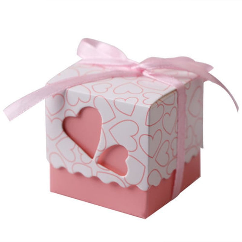 10x Pink Favour Boxes Baby Shower Girl's Birthday Valentine's Day Gift Boxes 