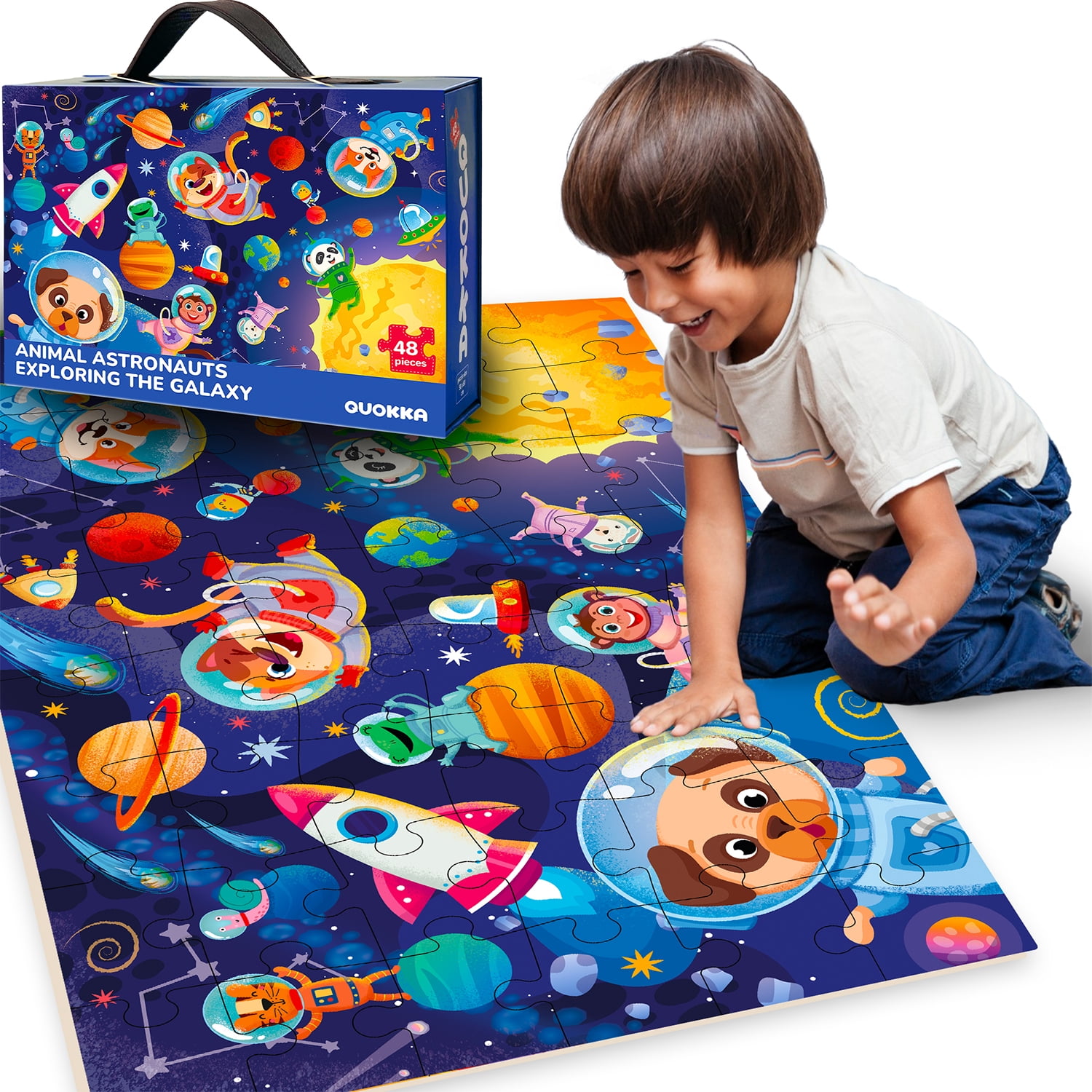 QUOKKA Giant Kids Puzzles Ages 4 6 - Puzzle Toys Space - 48 Pieces Educational Puzzles for Toddlers