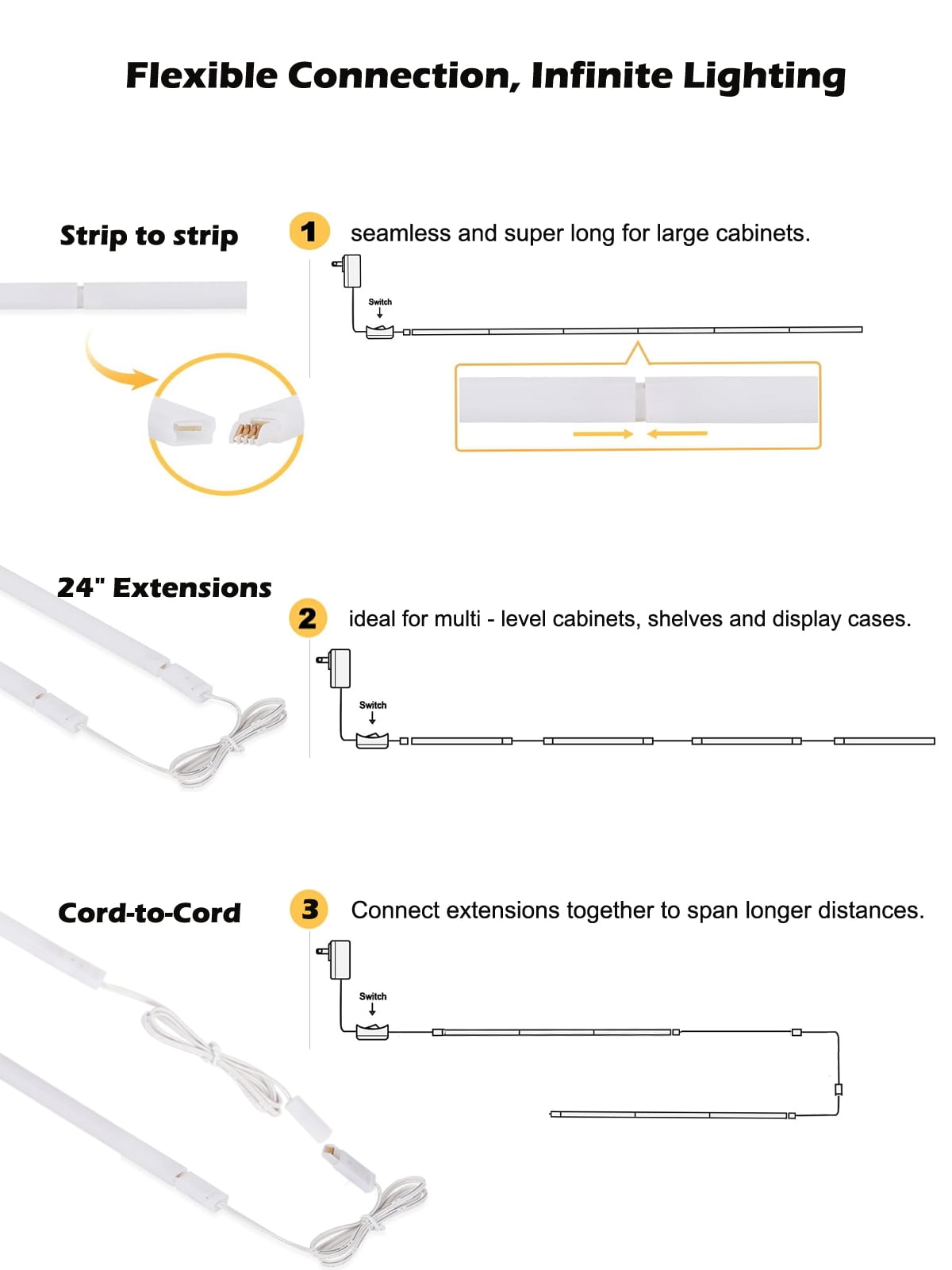12-Inch LED Under-Cabinet Lights, 3000K (6 Count) Seamlessly Linkable Strip Light Bars Kit