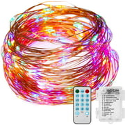Battery Powered String Lights - Physen 33ft 100 LEDs Multicolor Fairy Lights with Remote Control Color Changing, Music Sync and Timer for Bedroom Festival Party Garden Decoration