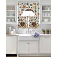 thumbnail image 3 of Turkey Swag Kitchen Curtains Sets for Windows 24 Inch Length, Fall Maple Leaves Thanksgiving Pumpkin Wood Grain Short Window Curtain Panels Swags Valances and Tiers 3 Piece Set for Cafe/Dining Room, 3 of 5