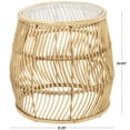 thumbnail image 3 of DecMode 21" x 21" Brown Rattan Handmade Wavy Woven Accent Table with Glass Top, 1-Piece, 3 of 10