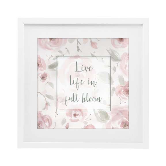 Stupell Industries Farmhouse Live Full Bloom Florals White Framed Print Under Glass, 13 x 13, by Carol Robinson