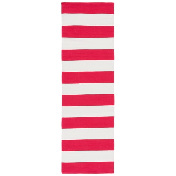 SAFAVIEH Montauk Saranna Geometric Cotton Runner Rug, Red/Ivory, 2'3" x 5'