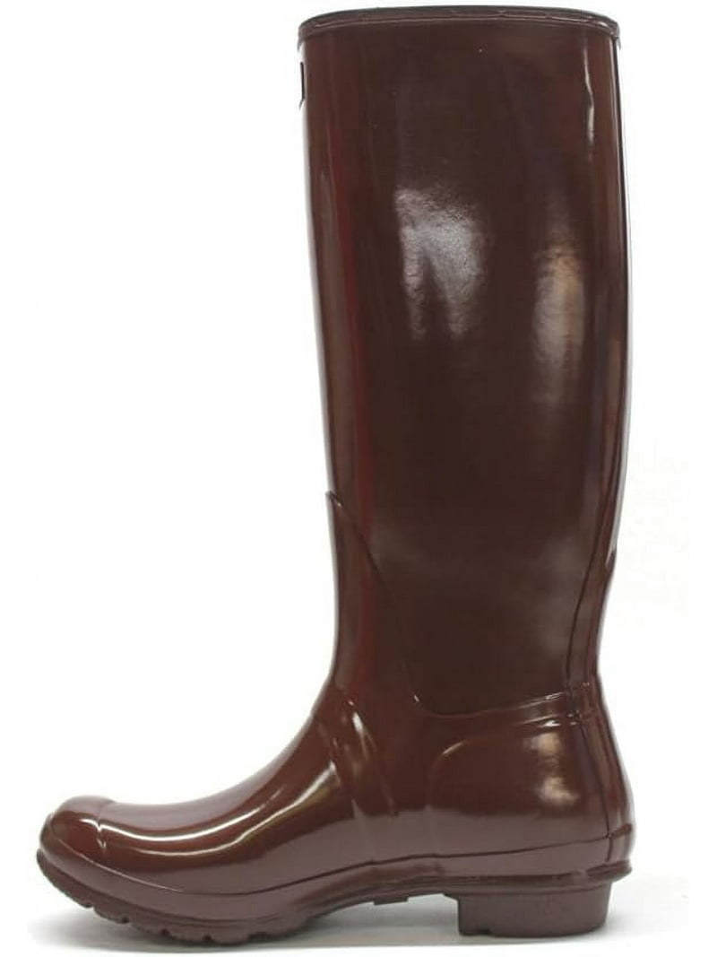 Hunter Womens Original Tall Gloss Rain Boots - Brown Bolt - 9