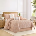 thumbnail image 5 of Nanshing Home 7 Pieces Orange Comforter Set, King Size, Jacquard with Matching Solid Microfiber Piecework, Snowflake Linear Textures, Includes Bed Skirt, Shams, and Decor Pillows, 5 of 7