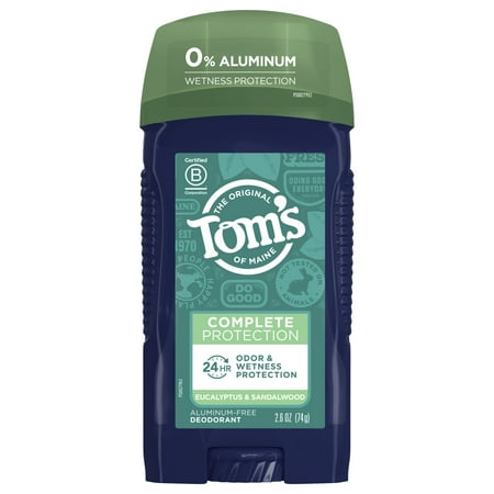 Tom s of Maine Complete Protection Aluminum-Free Natural Deodorant for Men Eucalyptus & Sandalwood 2.6 Oz