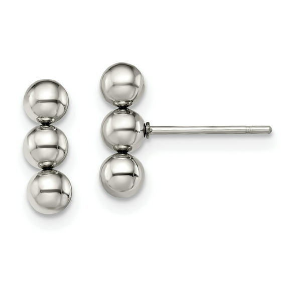 Primal Steel Stainless Steel 3 Ball Post Earrings
