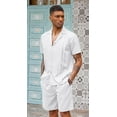 thumbnail image 2 of COOFANDY Men Guayabera Shirt Sets Casual Button-Down Short Sleeve Vacation Outfit, 2 of 7
