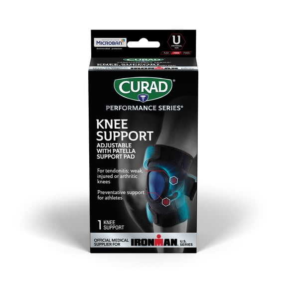 CURAD Performance Series Ironman Knee Support, Dual Wrap-Around Strap, Universal, 1 Each