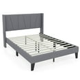 thumbnail image 2 of Gymax Full Size Upholstered Bed Frame w/ Elastic Pockets Mattress Foundation Gray, 2 of 10