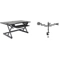 thumbnail image 1 of Pemberly Row 46" Adj Standing Desk Converter/Triple Monitor Mount Bundle - Black, 1 of 8