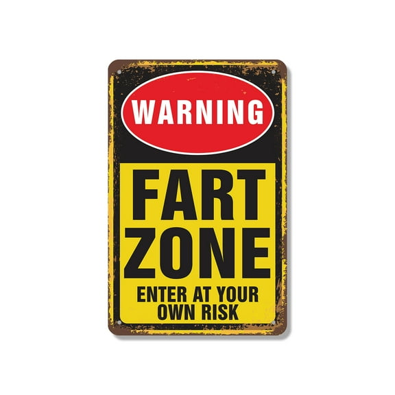 Warning Fart Zone 12 Inch x 18 Inch Metal Sign Novelty Aluminum Durable Weatherproof UV Protected Perfect for Bathrooms Homes Fun Gag Gift for Friends Crafted in the USA