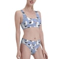 thumbnail image 4 of High Waisted Bikini Sets For Women, Seagulls Blue Swimsuits Tummy Control, Two Pieces Bathing Suit, 4 of 8