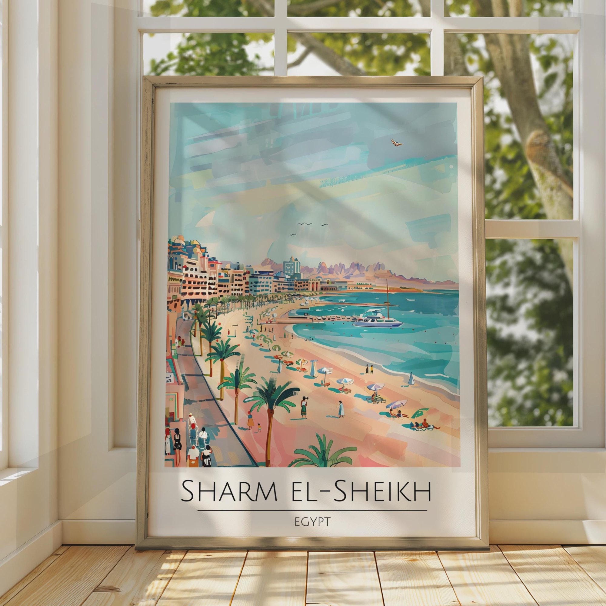 Sharm El-Sheikh Egypt Travel Poster , Red Sea Beach Print , Egyptian City Wall Art , Poster Print Only
