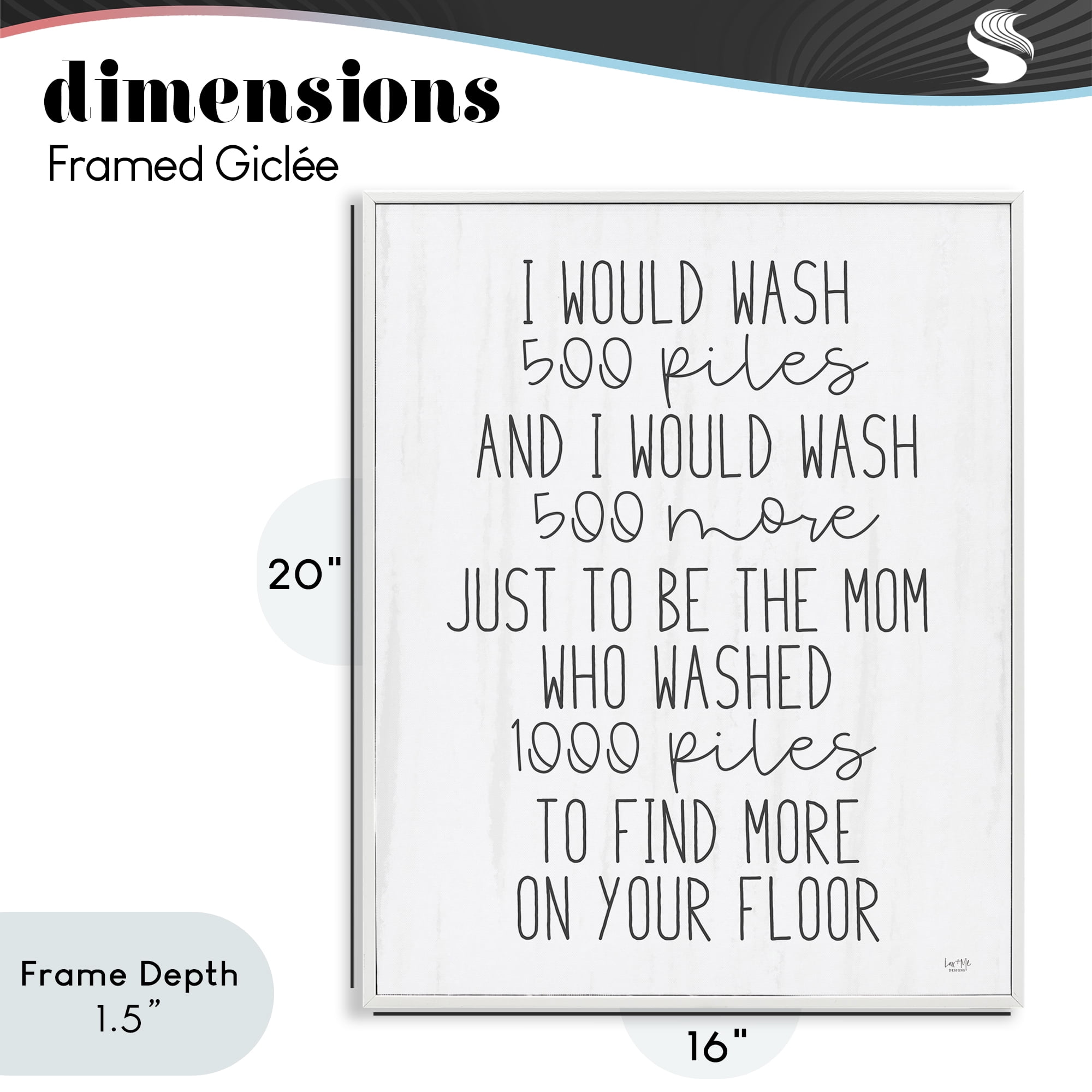 Stupell Industries Would Wash 500 Piles White Framed Giclee Art, design by Lux + Me Designs