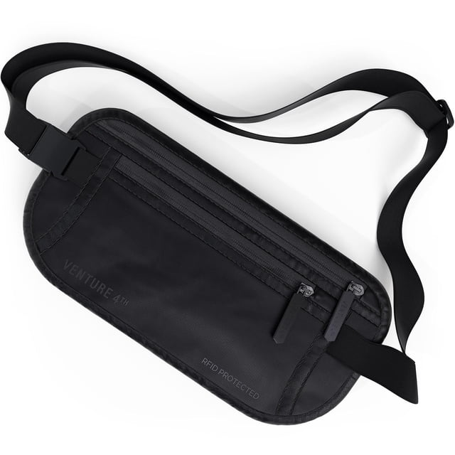 Travel Money Belt, RFID Blocking for Men & Women - Ideal for Keeping Your Cash, Credit Card, Passport, Phone Safe When Traveling (Sleek Black)
