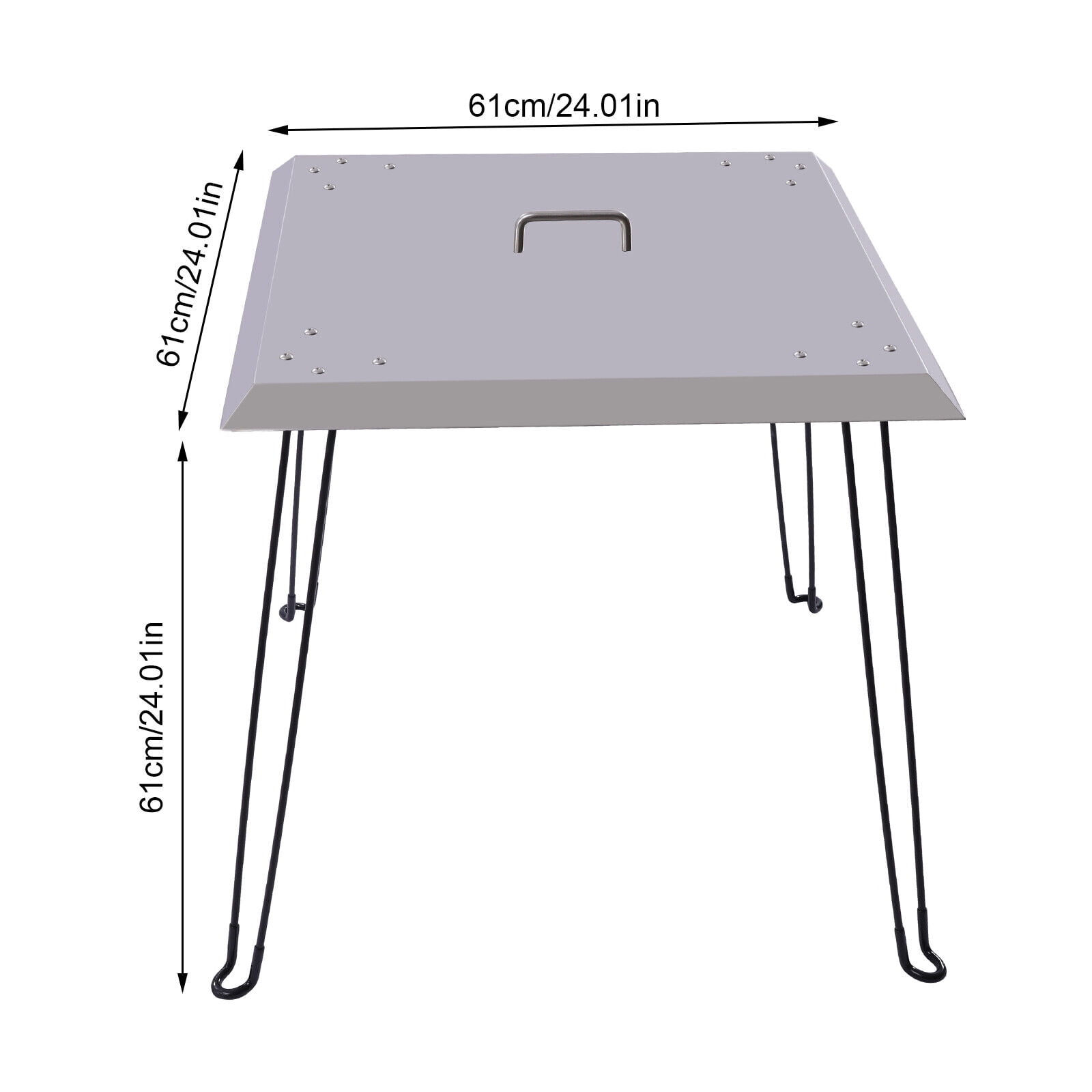 Miumaeov Fire Pit Heat Deflector Outdoor Square Fire Pit Cover Stainless Steel 26''X26''