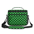 thumbnail image 2 of Green and Black Checkered Pattern Insulated Lunch Box for Women Men, Medium Leakproof Cooler Bag with Adjustable Strap, 10"x6.7"x8", 2 of 6