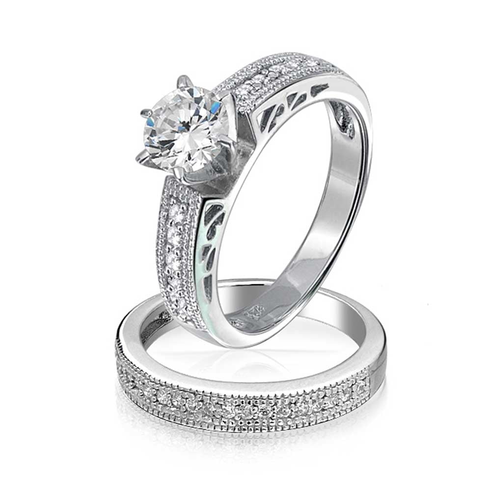Wedding & Engagement Rings Vintage Style 1CT Round