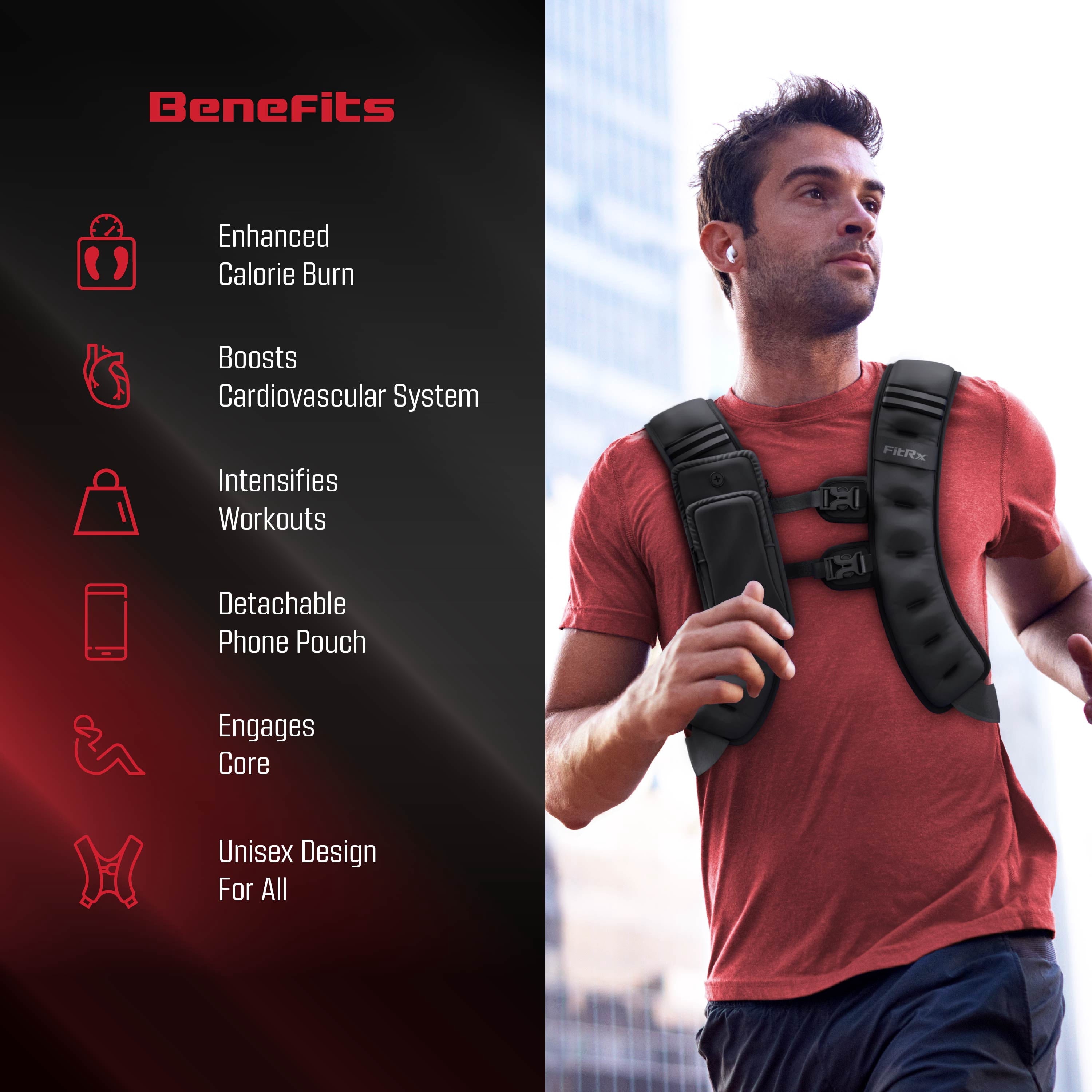 FitRx Weighted Vest Neoprene Coated Weighted Vest for Women and Men with Hook and Loop Strap, 12 lbs