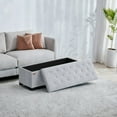 thumbnail image 6 of LEDREM 43-Inch Velvet Storage Ottoman Bench with Removable Cover, 660LB Capacity Multi-Functional Footrest for Living Room & Bedroom, Dove Gray, 6 of 7