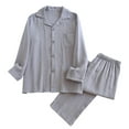 thumbnail image 2 of Men's Fashion Cotton Pajama Sets Solid Collar Relaxed Night Comfort Wear for Fall Winter Seasons​​, 2 of 3