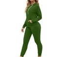 thumbnail image 4 of Lindreshi 2 Piece Sweat Suits for Women 2PC Fashion Woman Round Neck Solid Long Sleeve Blouse +Loose Pants Sets, 4 of 8