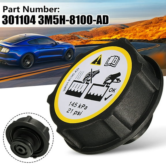 Deyuer Radiator Cap Durable Replacement Waterproof Coolant Overflow Expansion Cover 1301104 3M5H8100AD for Ford/for Volvo/for Black
