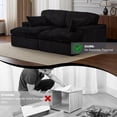 thumbnail image 6 of Corduroy Double Lounge Chaise Sofa Indoor, Oversized Upholstered Sleeper Cloud Couch, Sectional Deep Seat Loveseat for Living Room, No Assembly Required, Black, 6 of 8