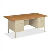 HON Metro Classic Double Pedestal Desk - 4-Drawer 72" x 36" x 29.5" - 4 x Box Drawer(s), File Drawer(s) - Double Pedestal - Material: Steel - Finish: Harvest, Putty, Thermofused Laminate (TFL)