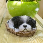 Hi-Line Gift Ltd Pet Pals-Wicker Basket-Shih Tzu, Black/White