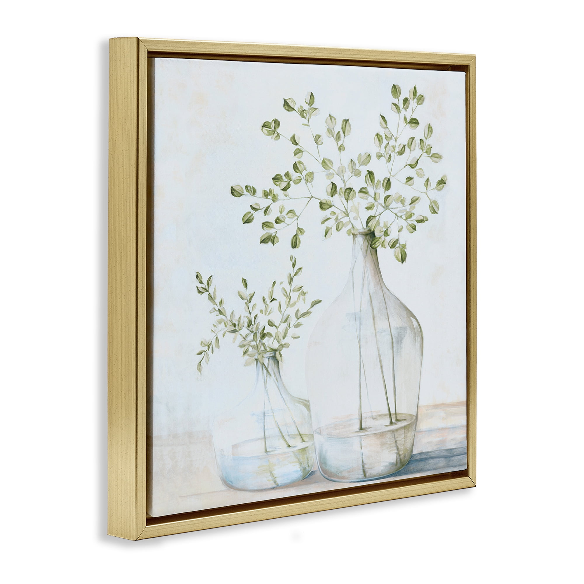 Stupell Industries Charming Vase Still Life Botanical & Floral Painting Gold Floater Framed Art Print Wall Art, 25 x 25