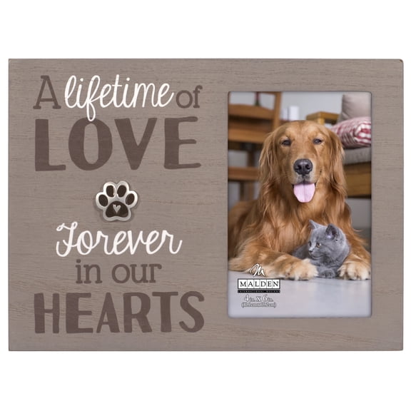 Malden -  Pet Dog Memorial Picture Frame, 4x6 Photo Frame with Paw Print Accent
