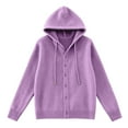 thumbnail image 4 of Ediodpoh Hooded Cardigan for Women Long Sleeve Open Front Sweater Outerwear Fall Winter Fashion Knitwear Casual Comfortable Purple M, 4 of 4